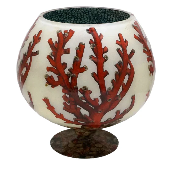 Red Coral Footed Bowl