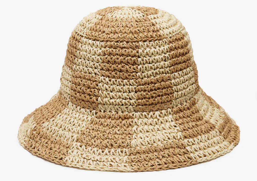 Sadie Bucket in Natural/Tan Checker